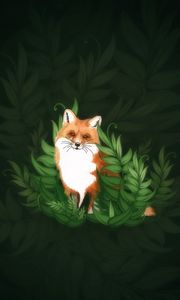 Preview wallpaper fox, cute, bushes, art