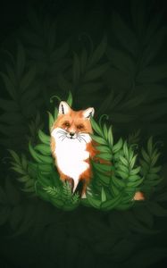 Preview wallpaper fox, cute, bushes, art