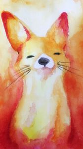 Preview wallpaper fox, cute, paints, watercolor, art