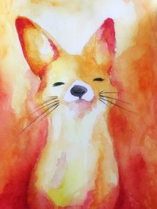 Preview wallpaper fox, cute, paints, watercolor, art