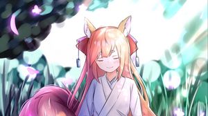 Preview wallpaper fox, ears, kitsune, anime, art