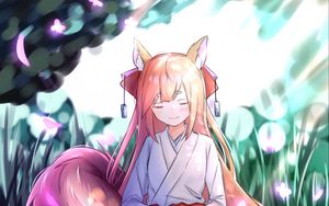 Preview wallpaper fox, ears, kitsune, anime, art