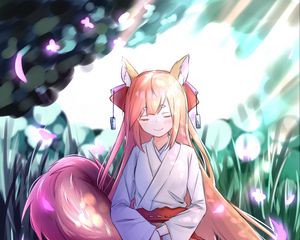 Preview wallpaper fox, ears, kitsune, anime, art