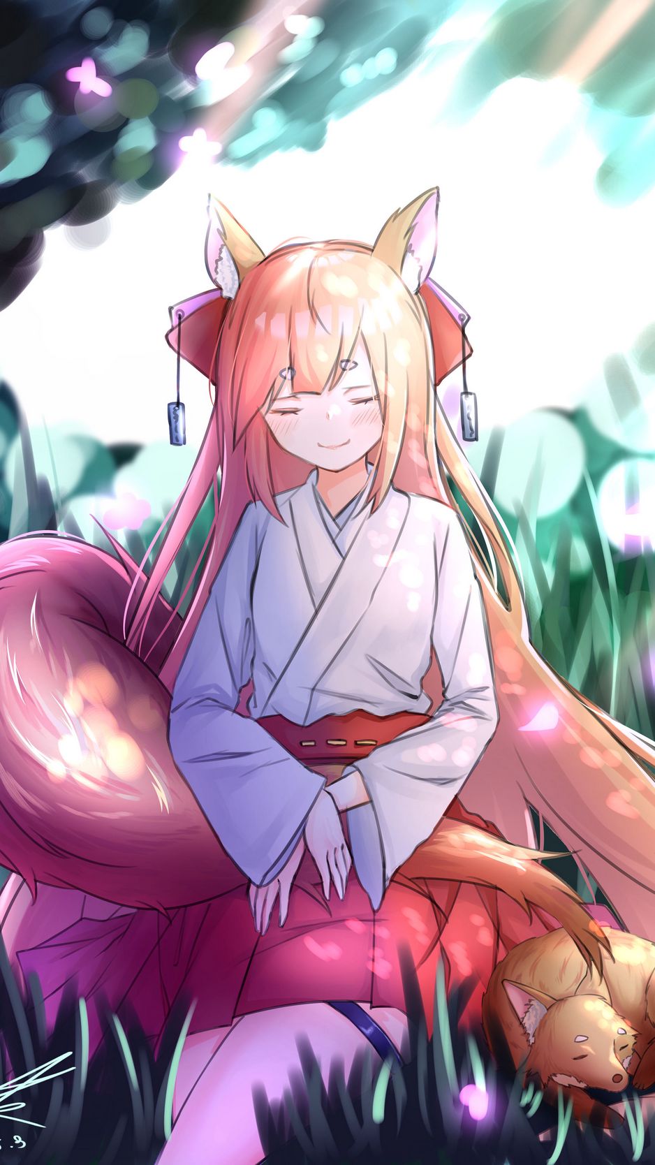 Fox, ears, kitsune, anime, art, HD phone wallpaper | Peakpx