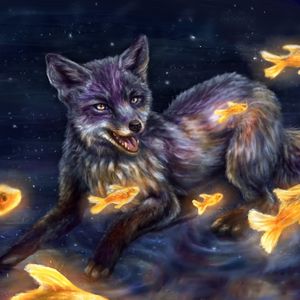 Preview wallpaper fox, fish, illusion, art