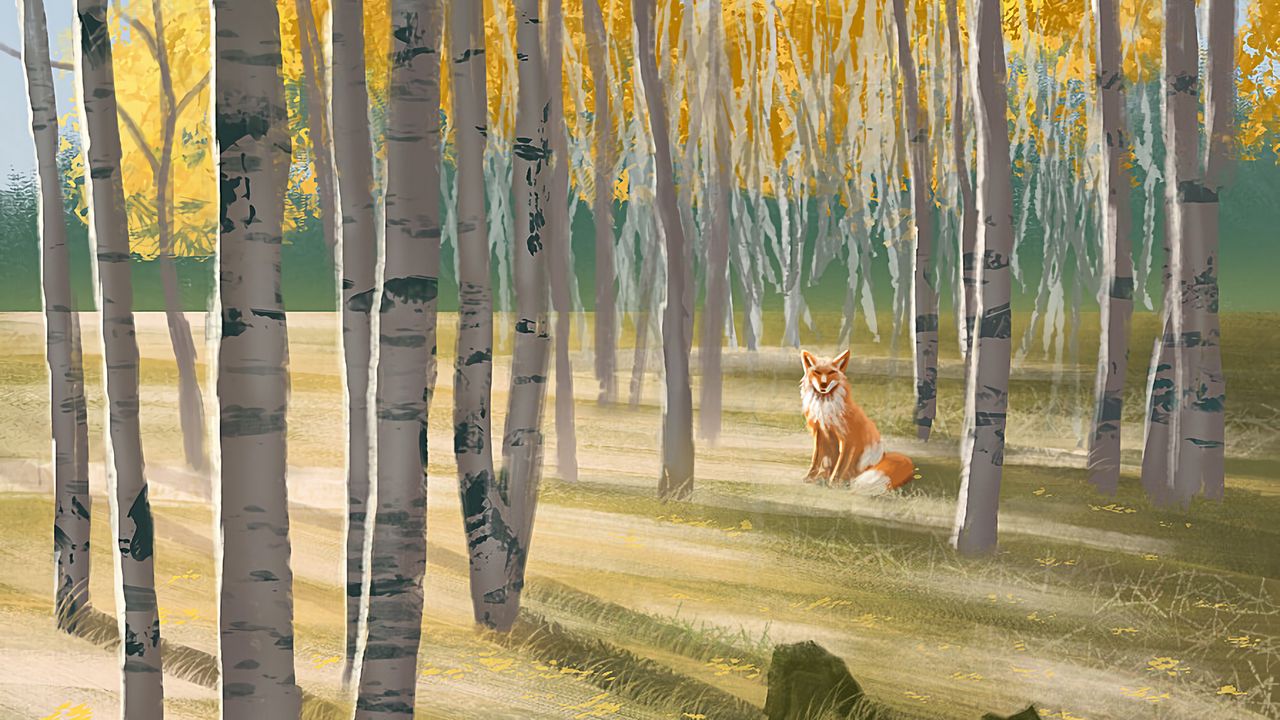 Wallpaper fox, forest, animal, wildlife, art
