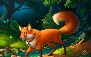 Preview wallpaper fox, forest, fairy tale, art