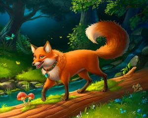 Preview wallpaper fox, forest, fairy tale, art