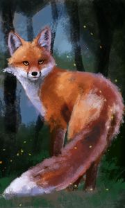 Preview wallpaper fox, glance, animal, forest, art