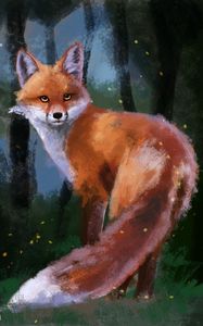 Preview wallpaper fox, glance, animal, forest, art