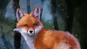 Preview wallpaper fox, glance, animal, forest, art