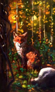 Preview wallpaper fox, glance, art, animal, wildlife