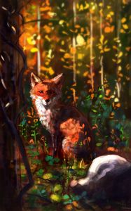 Preview wallpaper fox, glance, art, animal, wildlife