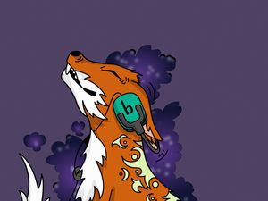 Preview wallpaper fox, headphones, vector, music lover, purple