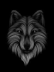 Preview wallpaper fox, line, art, bw