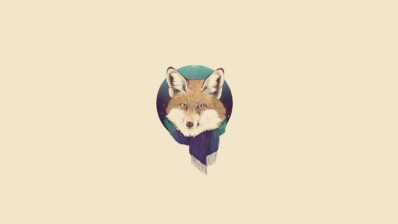 Wallpaper fox, minimalism, scarf, art