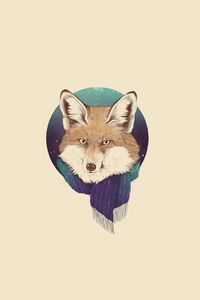 Preview wallpaper fox, minimalism, scarf, art