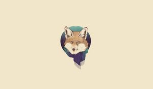 Preview wallpaper fox, minimalism, scarf, art