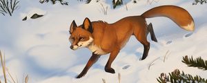 Preview wallpaper fox, snow, art, forest, winter