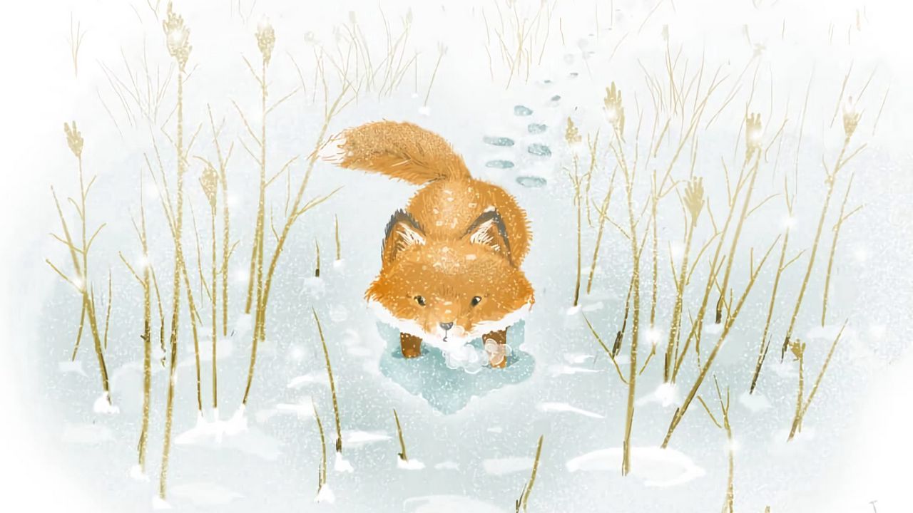 Wallpaper fox, snow, winter, art