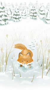 Preview wallpaper fox, snow, winter, art