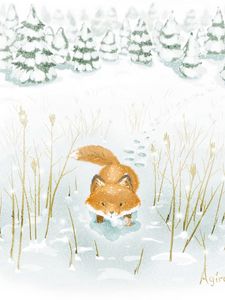 Preview wallpaper fox, snow, winter, art