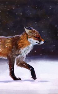 Preview wallpaper fox, snow, winter, animal, art