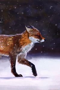 Preview wallpaper fox, snow, winter, animal, art