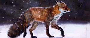 Preview wallpaper fox, snow, winter, animal, art