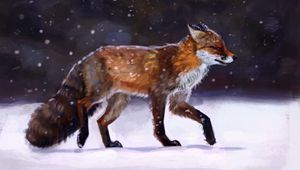 Preview wallpaper fox, snow, winter, animal, art