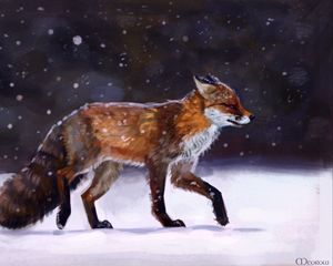 Preview wallpaper fox, snow, winter, animal, art
