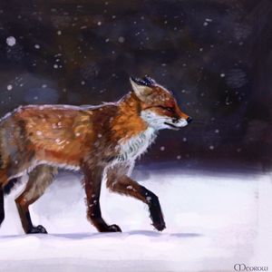 Preview wallpaper fox, snow, winter, animal, art