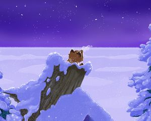 Preview wallpaper fox, stump, snow, winter, art
