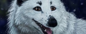 Preview wallpaper fox, white, protruding tongue, animal, art
