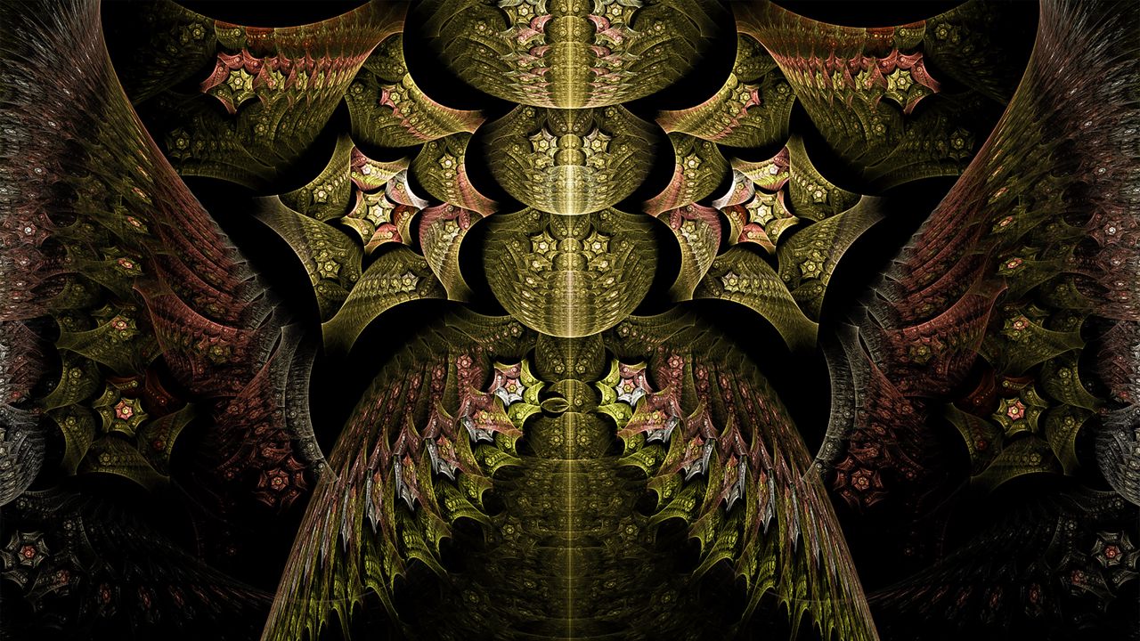 Wallpaper fractal, abstract, patterns, gold