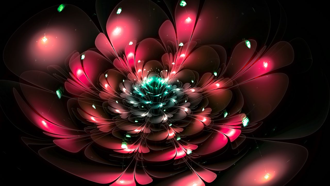 Wallpaper fractal, abstraction, flower, glare, glow