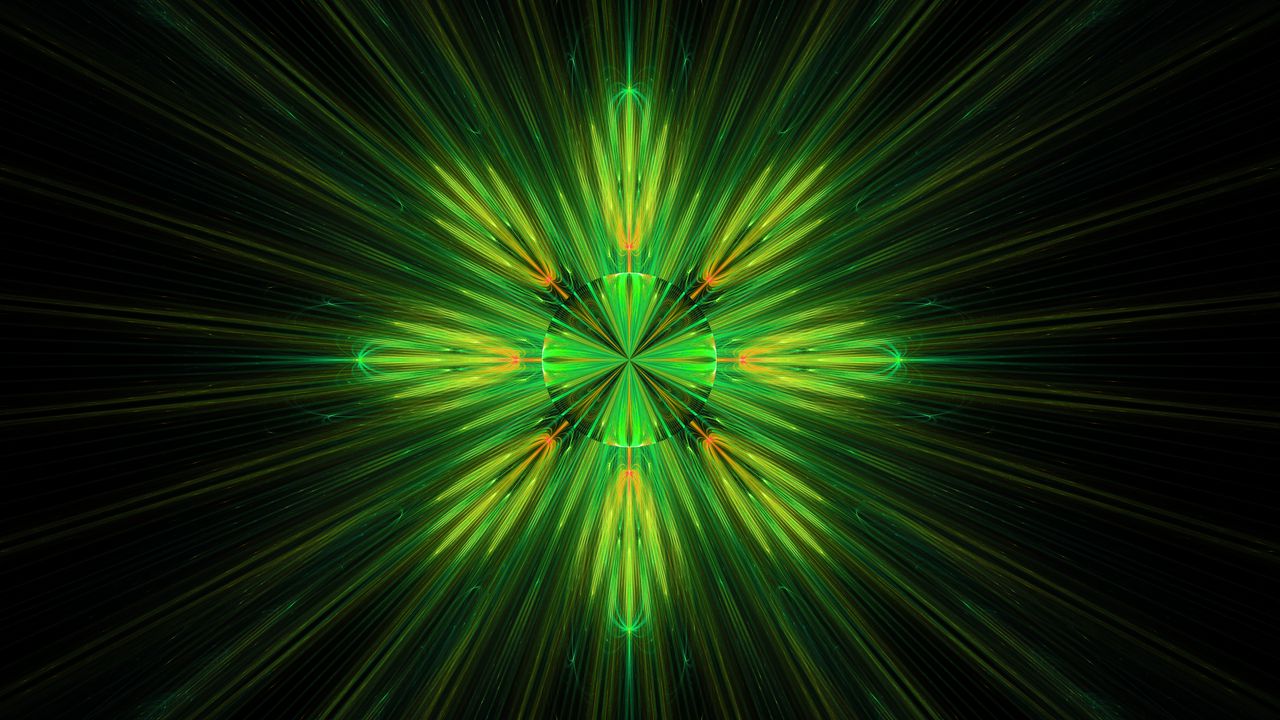 Wallpaper fractal, abstraction, glow, green
