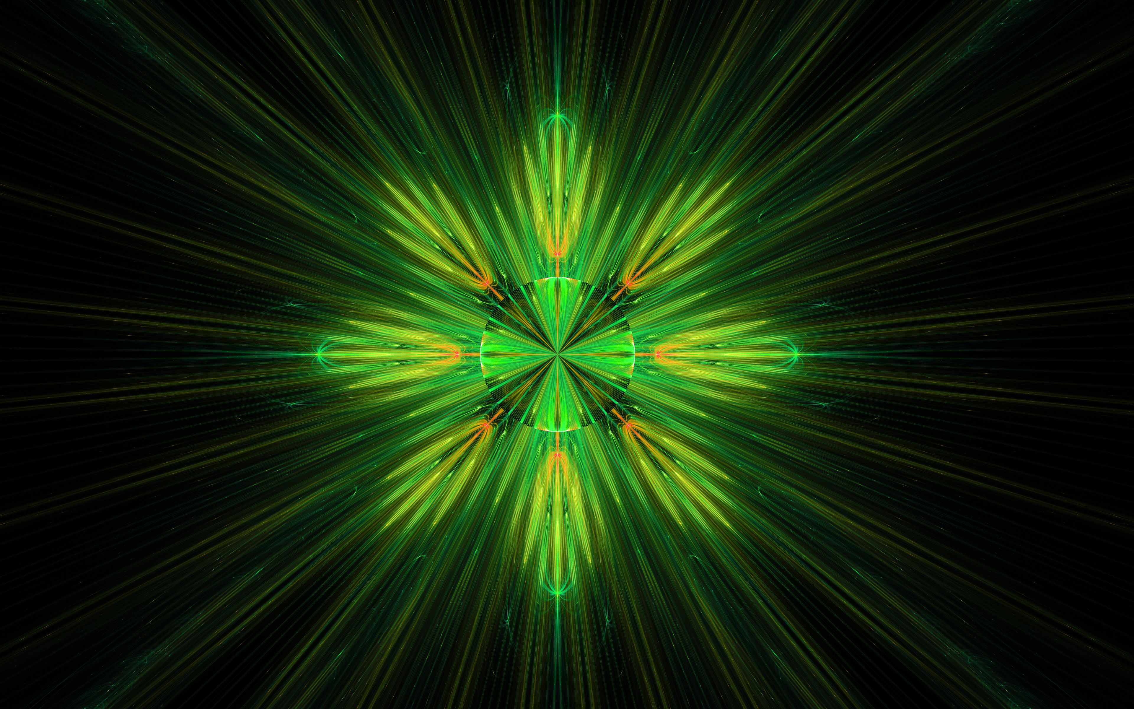 Download wallpaper 3840x2400 fractal, abstraction, glow, green 4k ultra ...