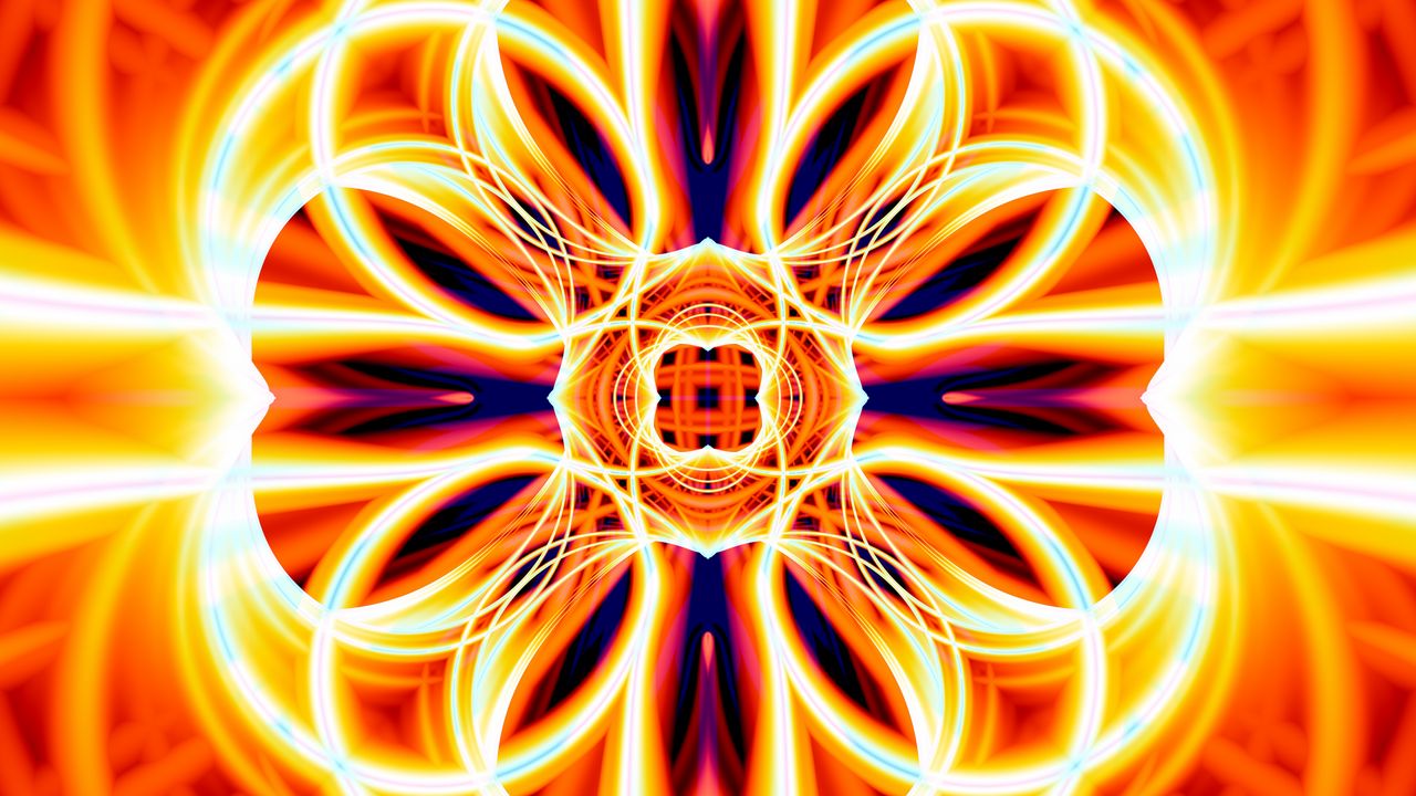 Wallpaper fractal, abstraction, lines, glow, orange