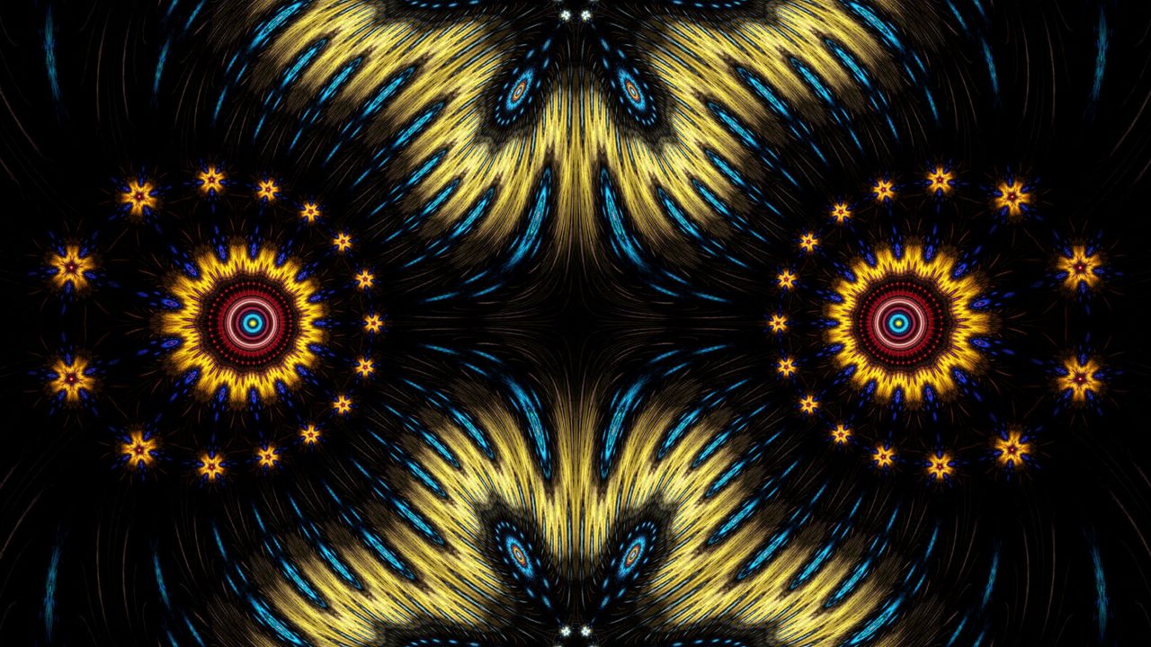 Wallpaper fractal, abstraction, psychedelic, tribal, symmetry, colorful