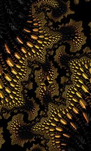 Preview wallpaper fractal, abstraction, sinuous, ornate, yellow, black