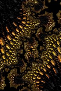 Preview wallpaper fractal, abstraction, sinuous, ornate, yellow, black