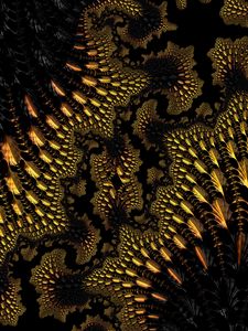 Preview wallpaper fractal, abstraction, sinuous, ornate, yellow, black