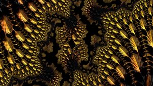 Preview wallpaper fractal, abstraction, sinuous, ornate, yellow, black