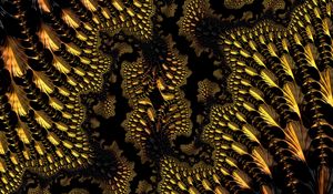 Preview wallpaper fractal, abstraction, sinuous, ornate, yellow, black