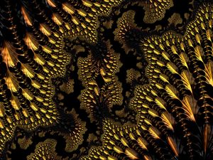 Preview wallpaper fractal, abstraction, sinuous, ornate, yellow, black