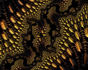 Preview wallpaper fractal, abstraction, sinuous, ornate, yellow, black