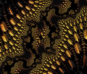 Preview wallpaper fractal, abstraction, sinuous, ornate, yellow, black