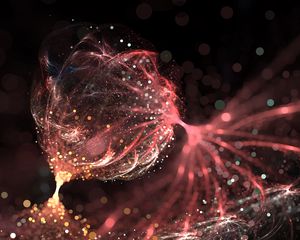 Preview wallpaper fractal, ball, connections, shine, space
