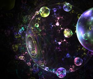 Preview wallpaper fractal, bubbles, glare, colorful, abstraction